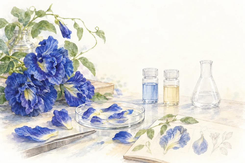 花びらにある、色素以外のフラボノールを調べるの研究テーマを表す挿絵