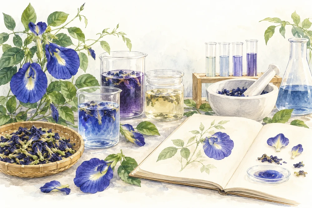 花の成分を取り出す方法を、総説で比較するの研究テーマを表す挿絵