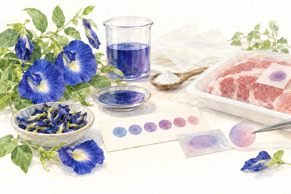 花の色素を、時間と温度の履歴を示すインクにするの研究テーマを表す挿絵